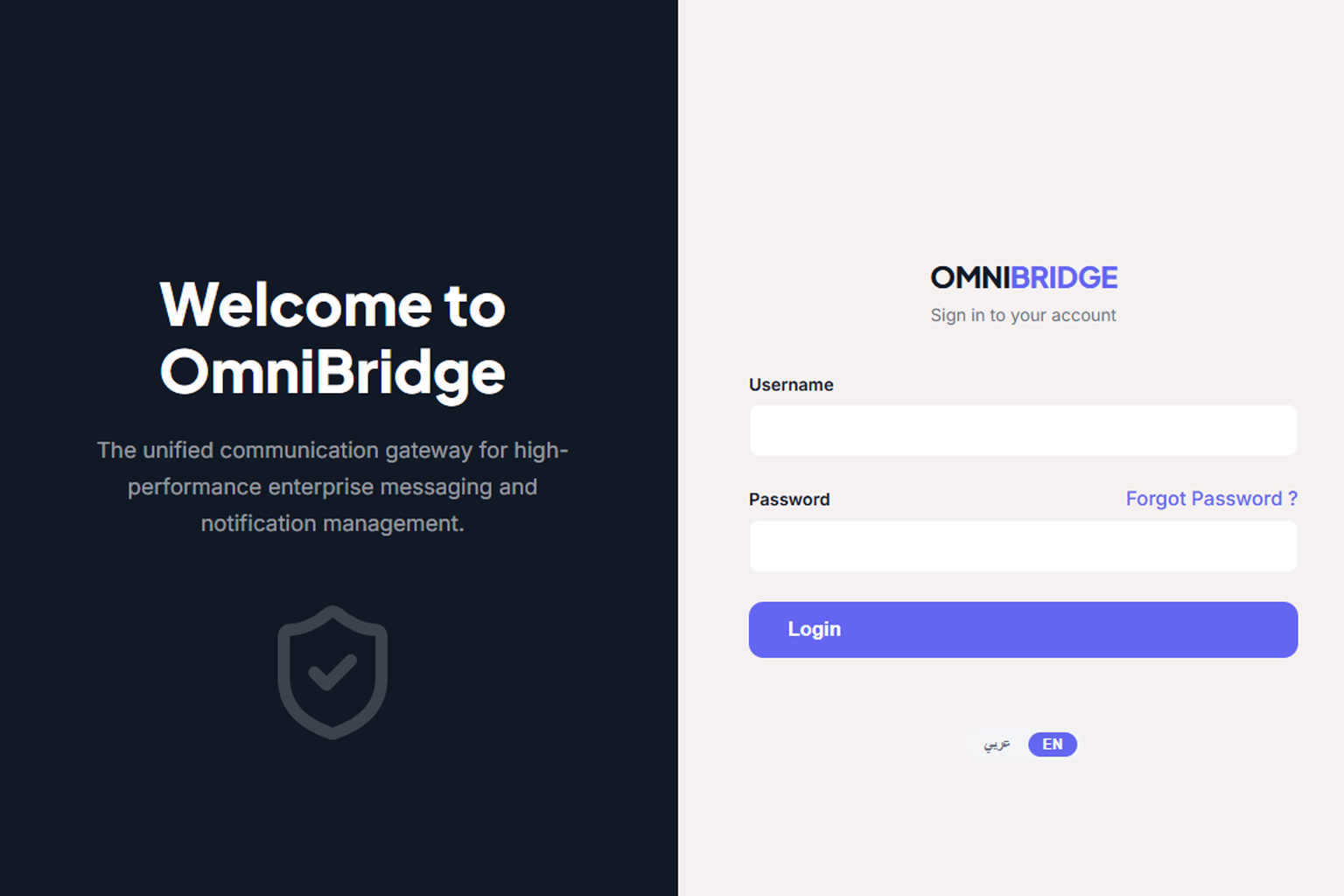 OmniBridge enterprise SMS dashboard mockup